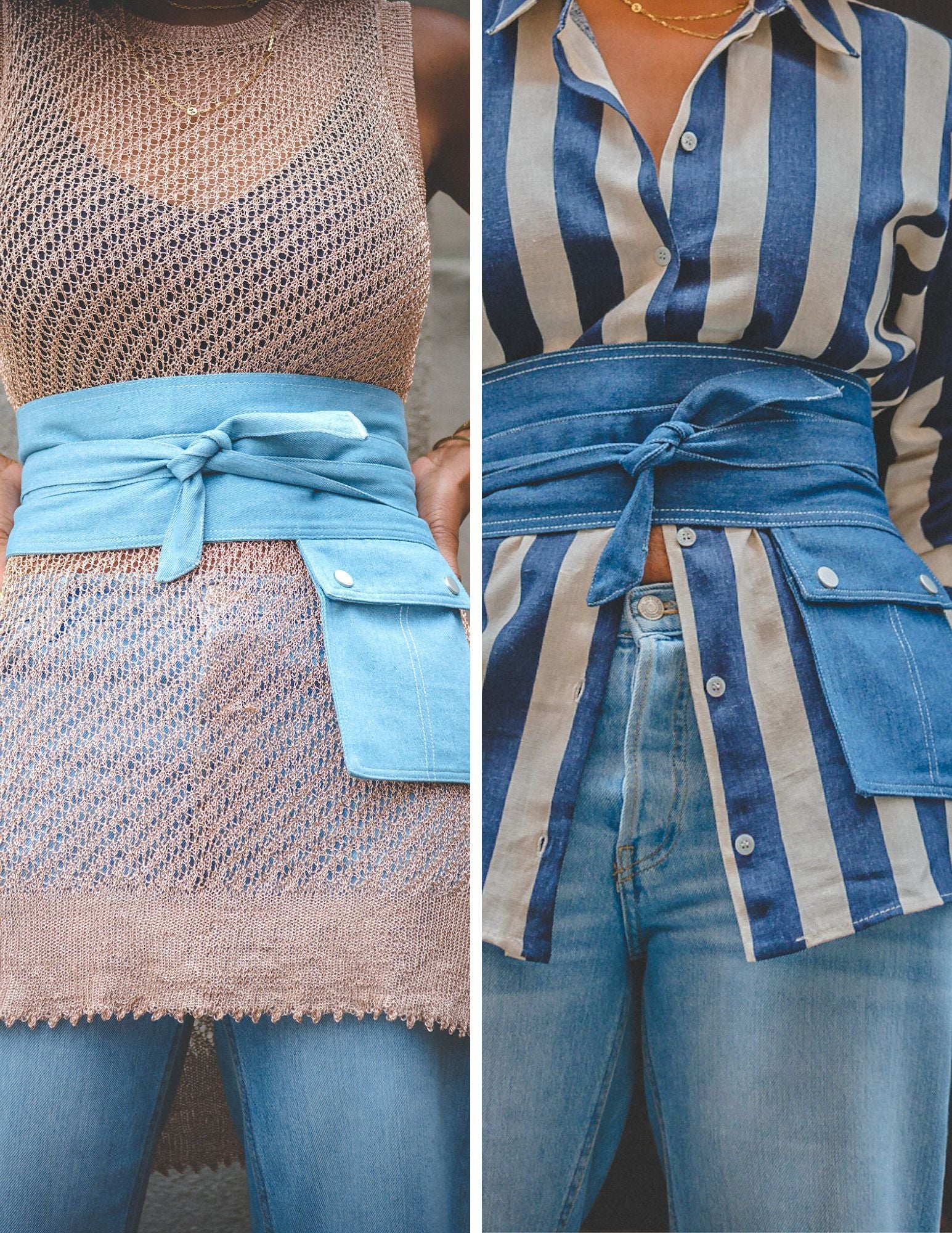 *2 Colors* DENIM WRAP BELT WITH POUCH - ONE SIZE