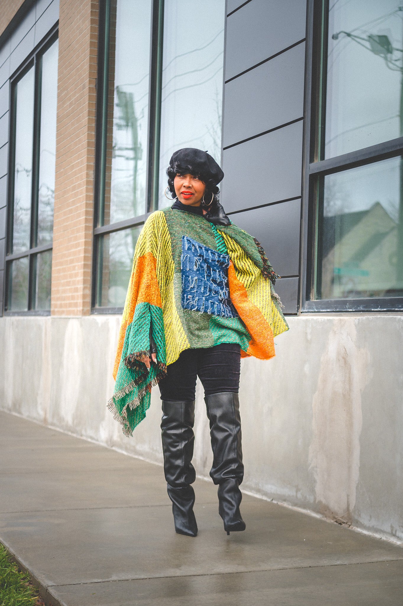 PATCHWORK PONCHO- ONE SIZE