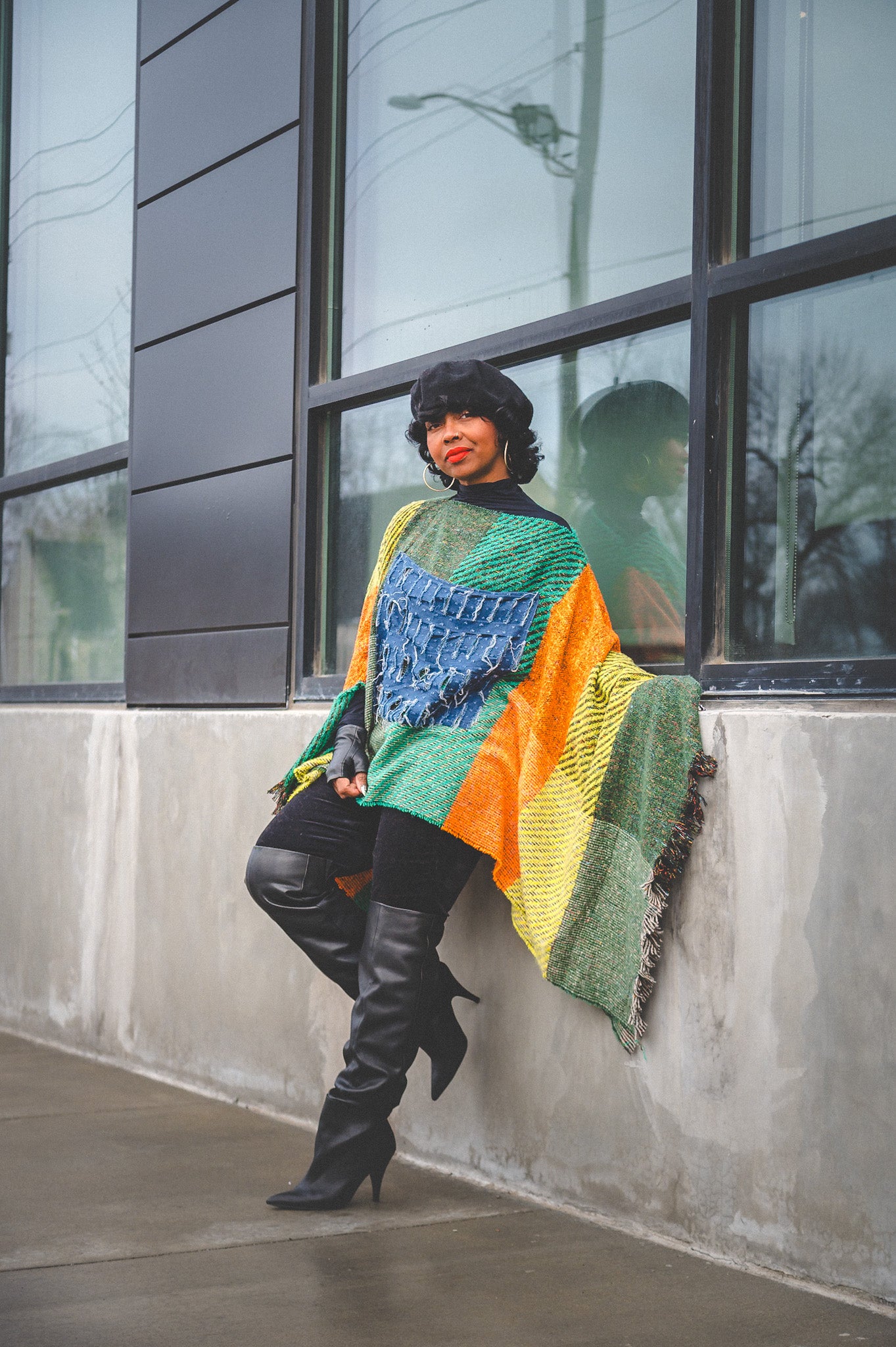 PATCHWORK PONCHO- ONE SIZE