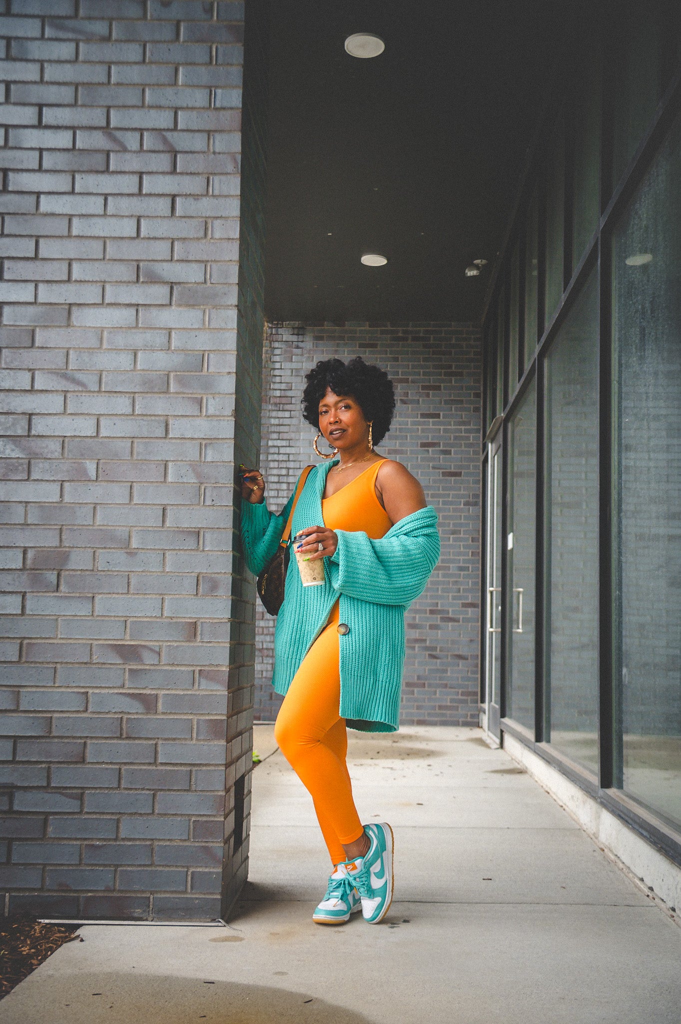 RIBBED ORANGE V-NECK SLEEVELESS JUMPSUIT