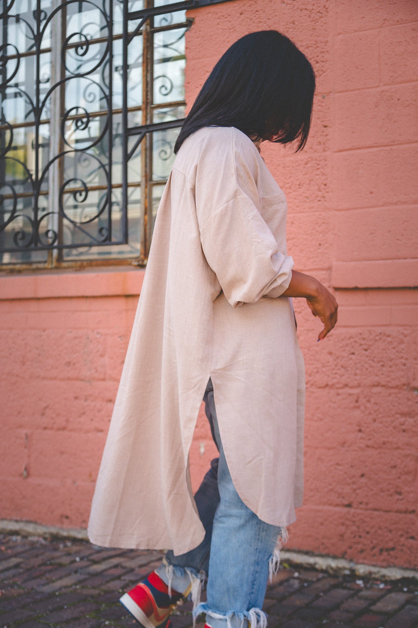OVERSIZED TAUPE TOP