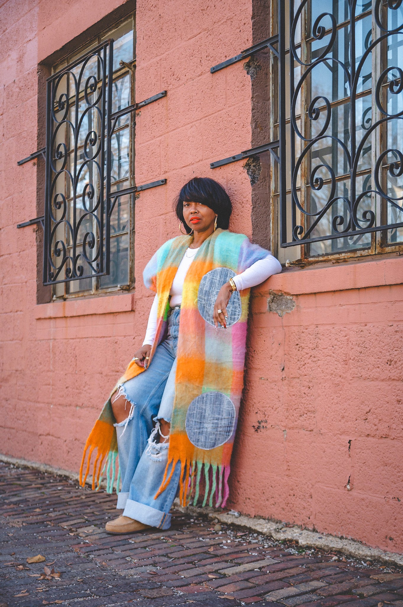 COZY CARDI WITH SOME DENIM PATCHES