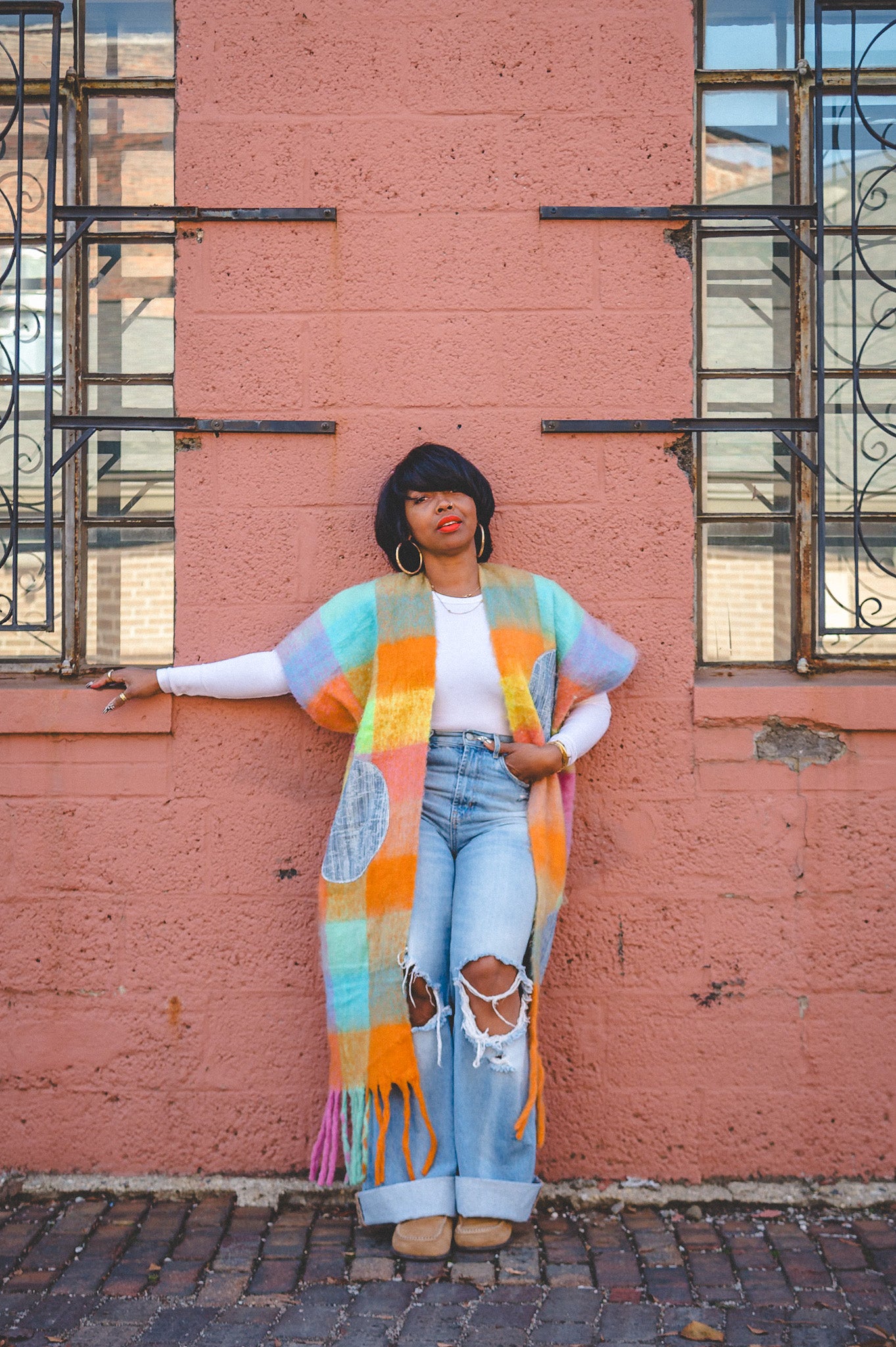 COZY CARDI WITH SOME DENIM PATCHES