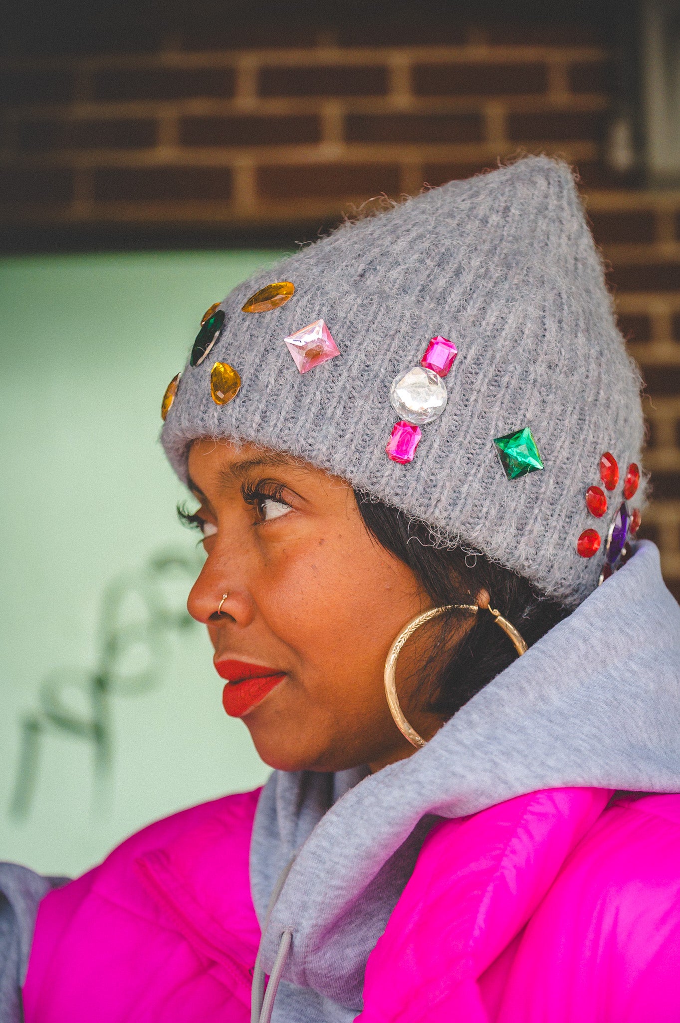 HANDMADE BY ADRIENNE: Mixed Jewel Womens Beanie Hat