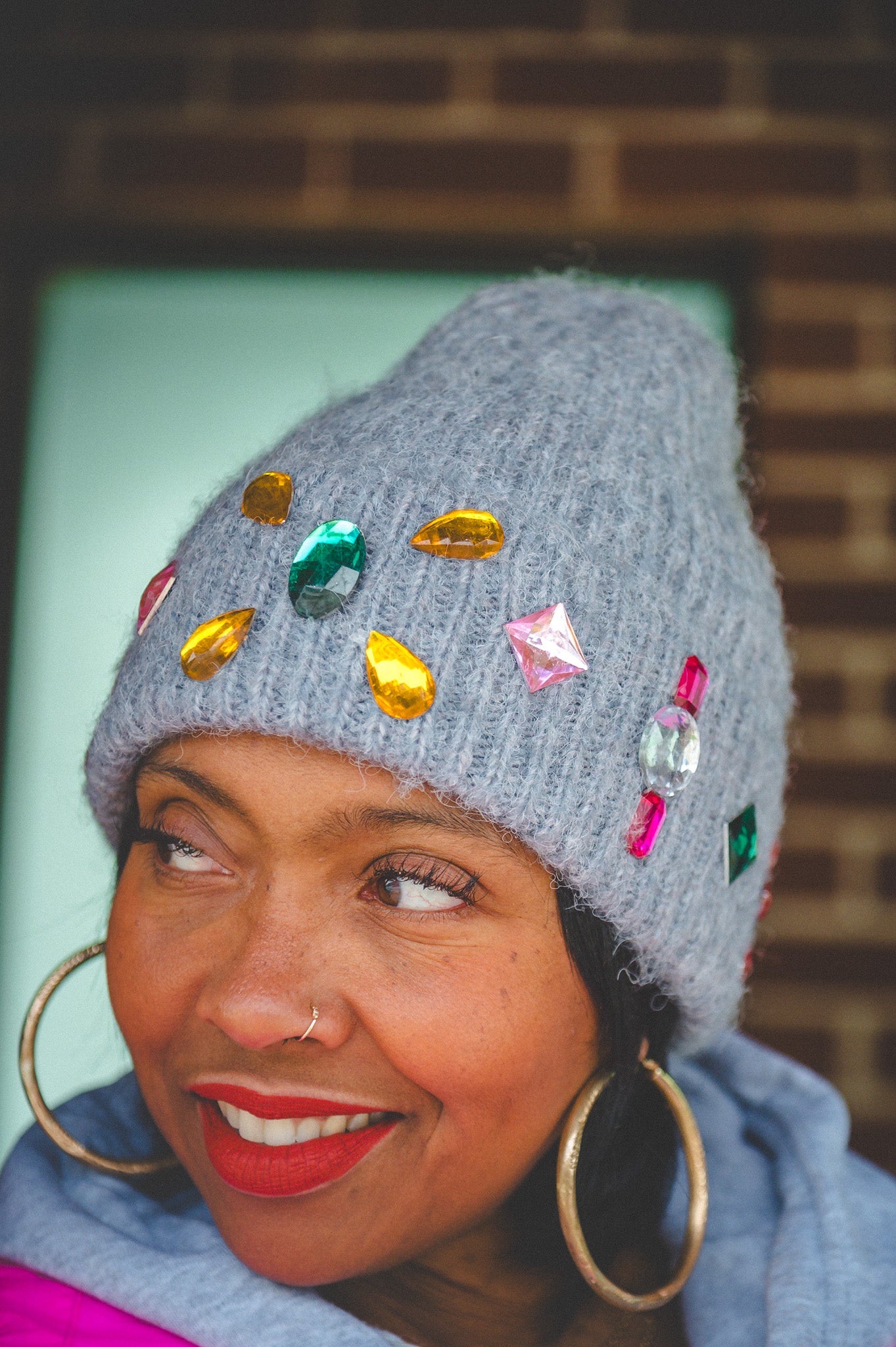 HANDMADE BY ADRIENNE: Mixed Jewel Womens Beanie Hat