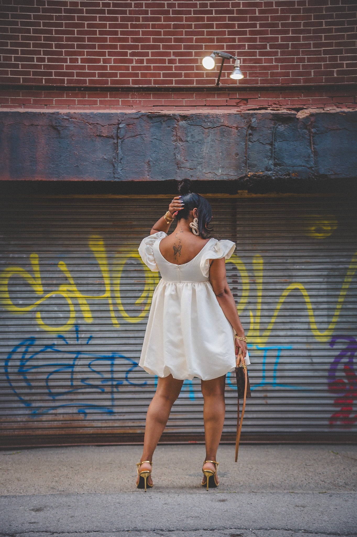 SALE-Ivory Ruffle Sleeve Bubble Dress