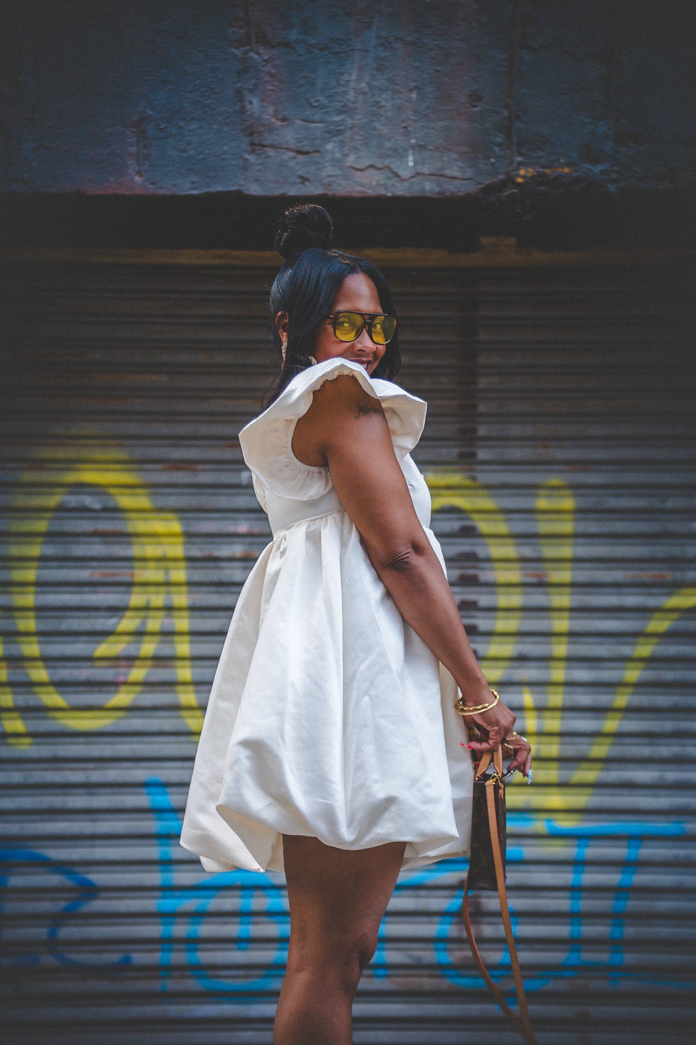 Ivory Ruffle Sleeve Bubble Dress