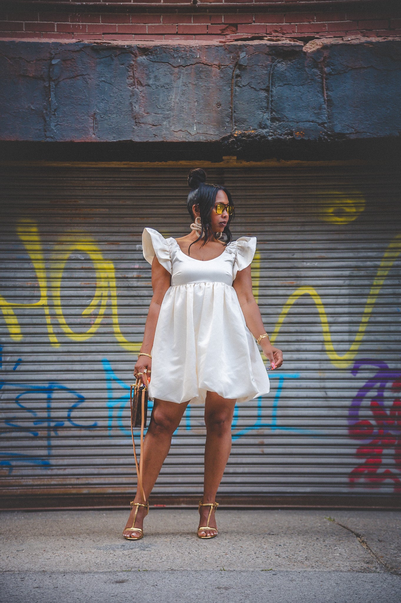 SALE-Ivory Ruffle Sleeve Bubble Dress