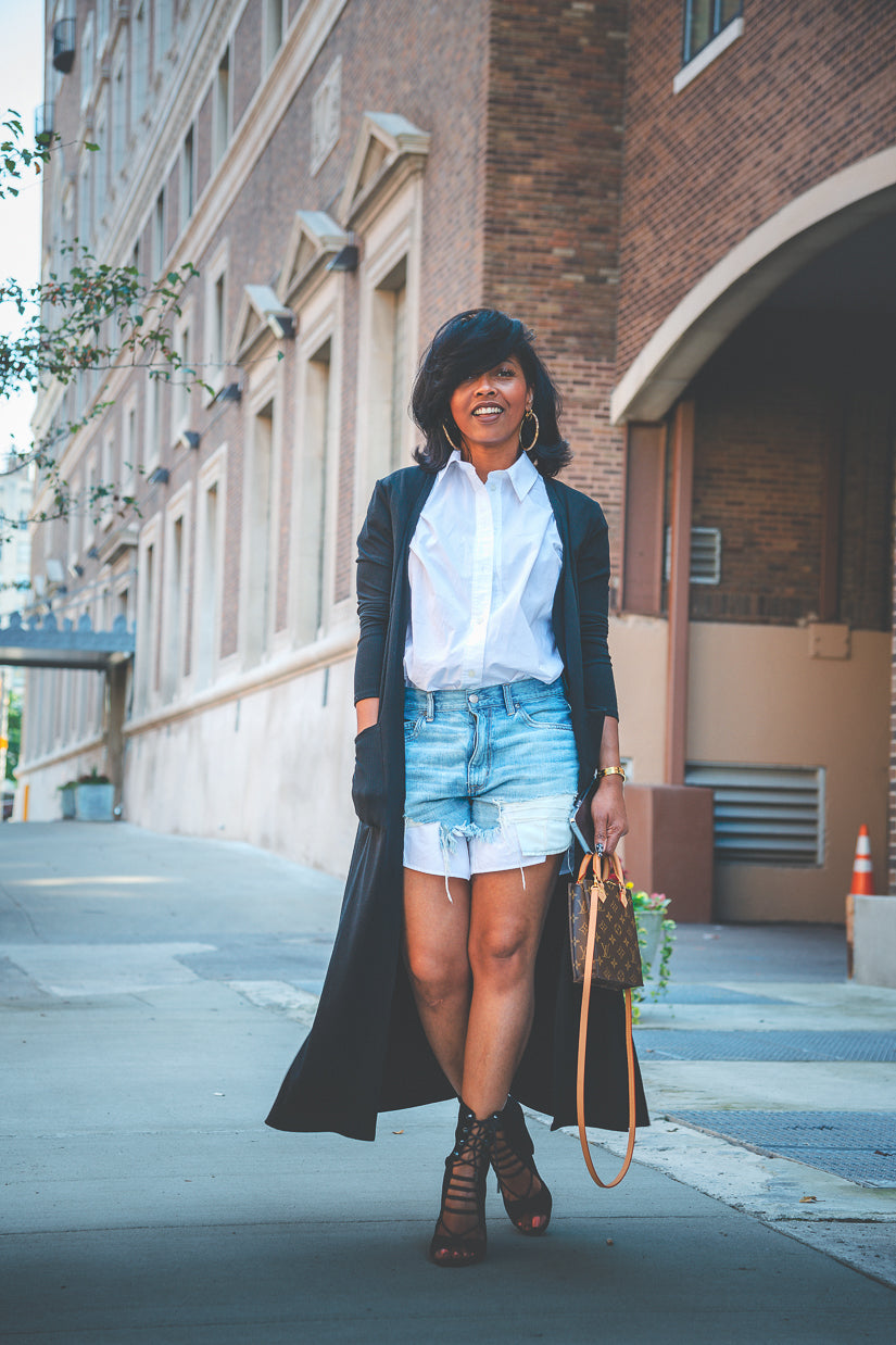 Rib Knit Black Long Cardigan