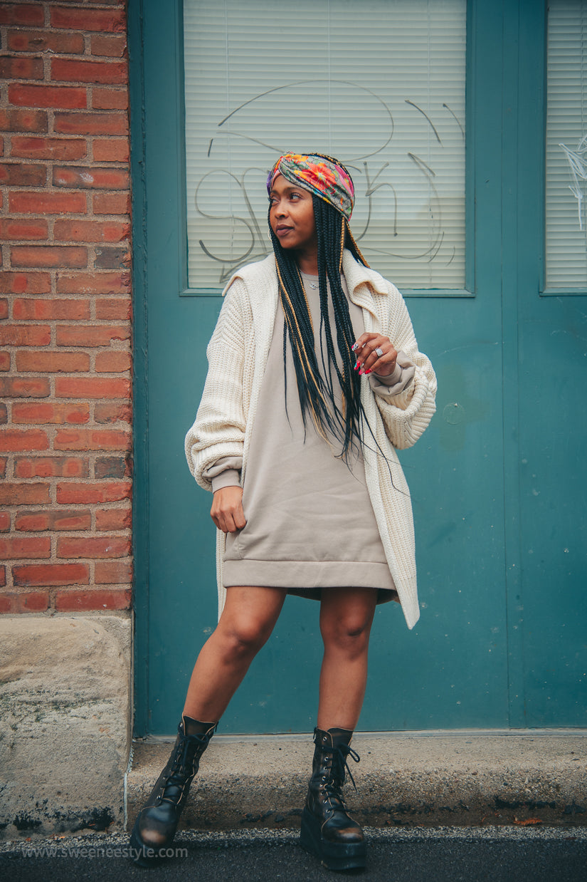 LIMITED QUANTITIES - TAN Sweatshirt Dress SMALL-XL Available
