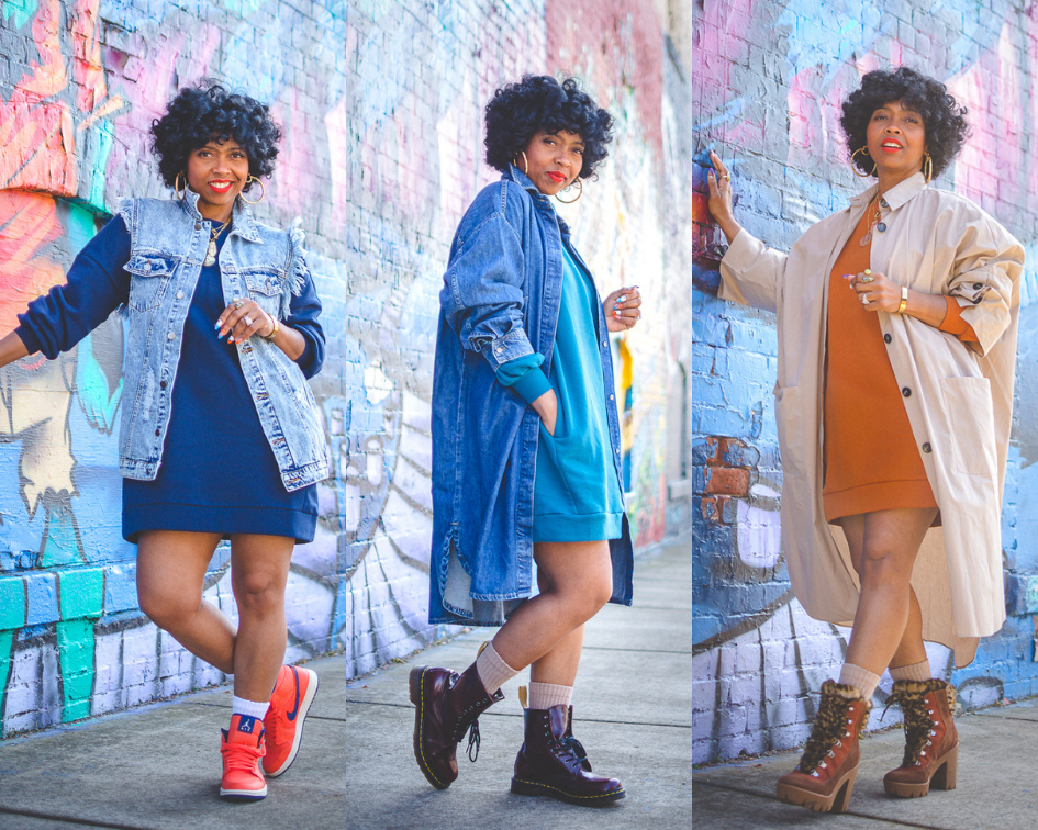 3 COLORS -  Sweatshirt Dress XL Available